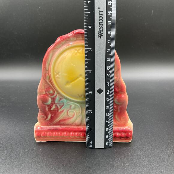 Vintage Shawnee Pottery Mantle Clock USA 530 Set of Two Hanging Wall Planters - Picture 13 of 14